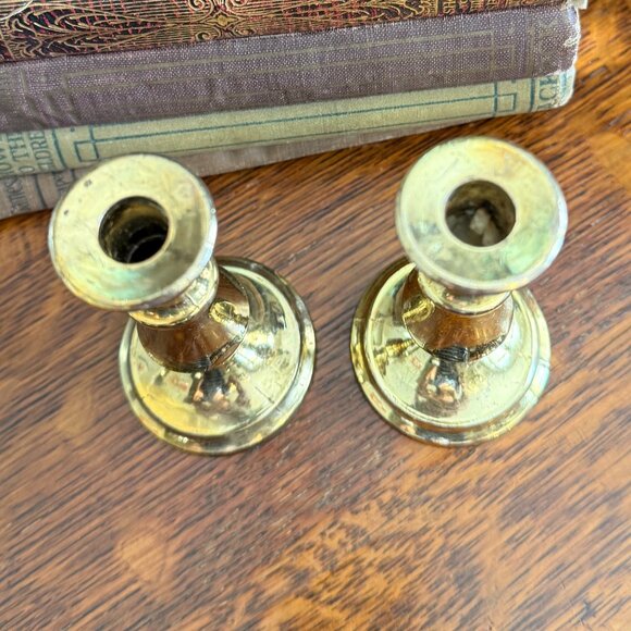 Vintage Made in England Small Gold Candle Holders - Picture 6 of 8